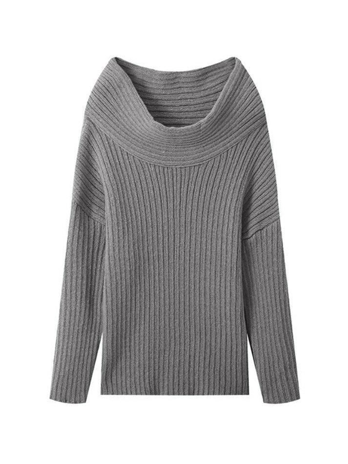 Solid Off Shoulder Splice Sweater