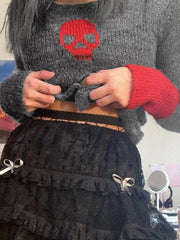 Alien Jacquard Color Block Knit Top