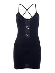 Backless Heart Decor Mini Dress