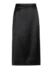 Basic Satin Split Midi Skirt