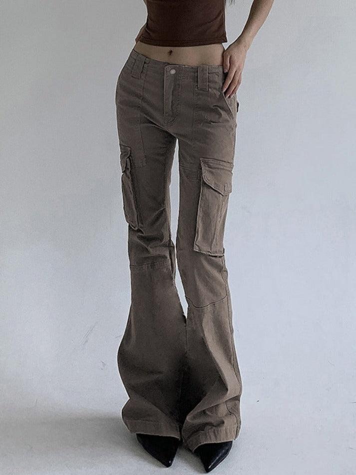 Low Waist Flap Pocket Flare Jeans