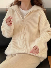 Beige Half Zip Pullover Sweater