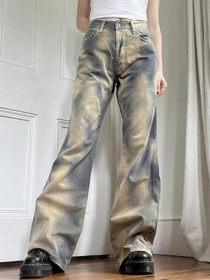 Distressed Ombre Low Rise Boyfriend Jeans