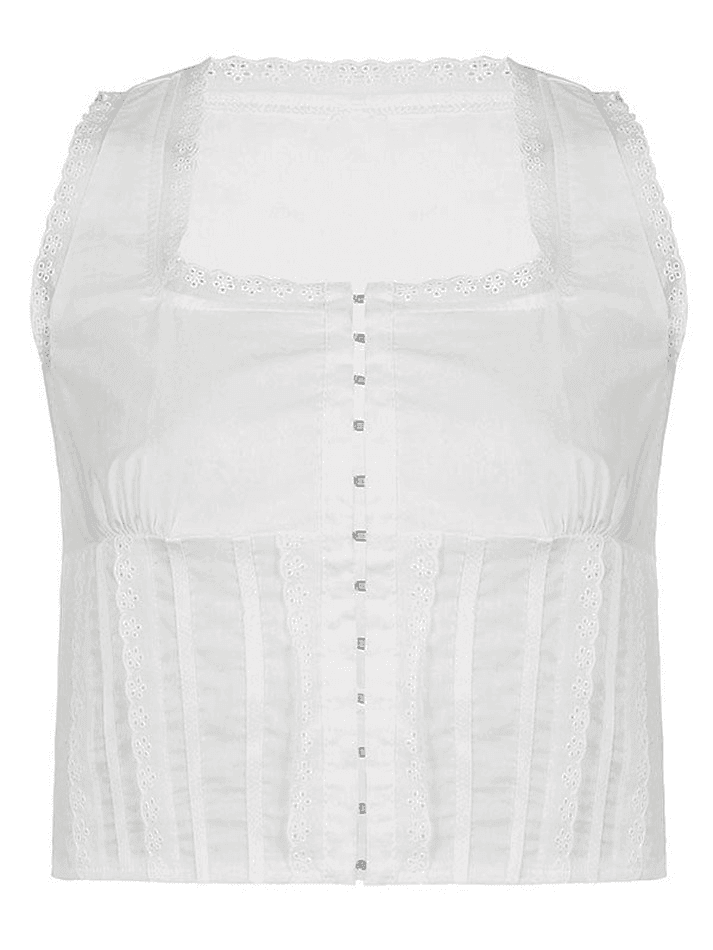 Broderie Lace Trim Crop Tank Top