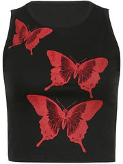 Butterfly Print Crop Tank Top