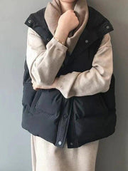 Buttoned Sleeveless Padded Down Jacket