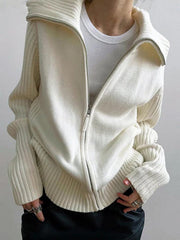 Solid Lapel Neck Splice Cardigan