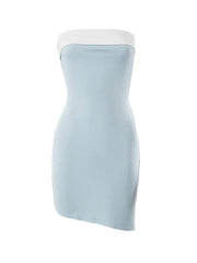 Contrast Color Patchwork Bandeau Mini Dress