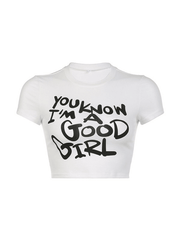 Contrast Slogan Printed Crop Top