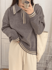 Contrast Trim Pullover Sweater