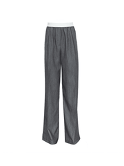 Contrast Waist Gray Baggy Tailored Pants