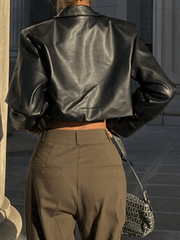 Cropped Black Faux Leather Biker Jacket