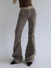 Low Waist Flap Pocket Flare Jeans