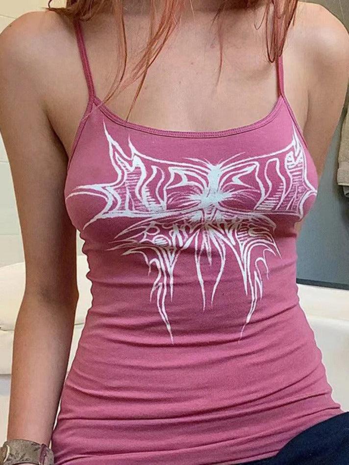 Contrast Color Butterfly Print Cami Top