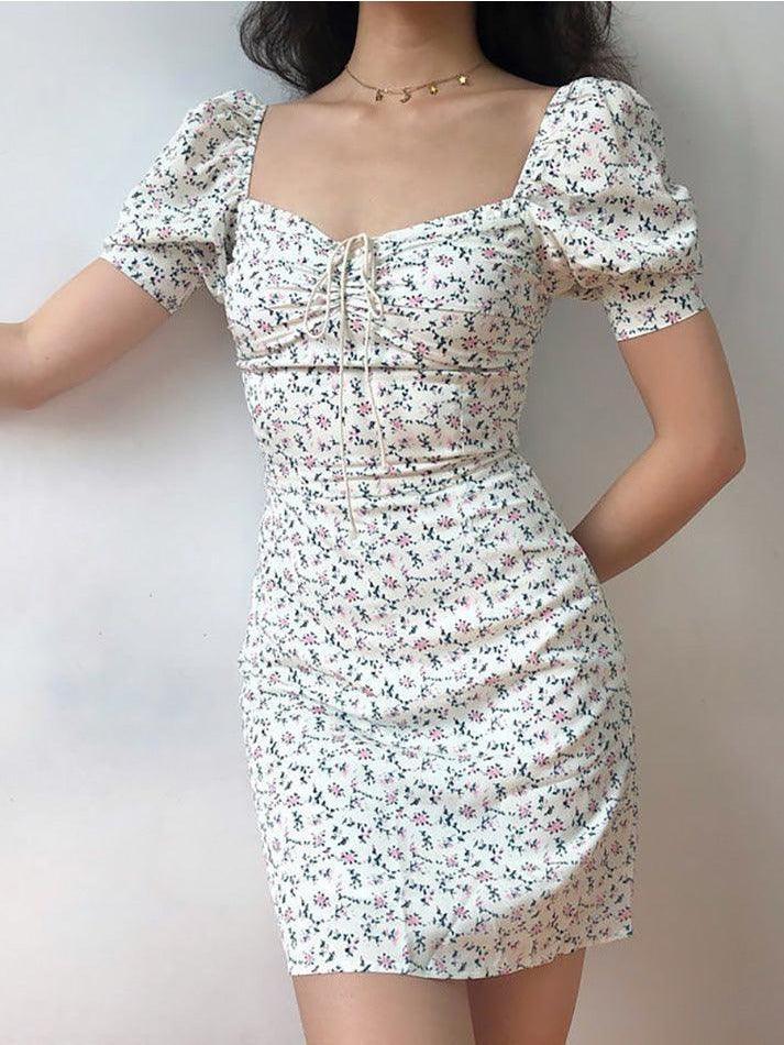 Ditsy Floral Short-Sleeve Mini Dress