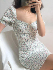 Ditsy Floral Short-Sleeve Mini Dress