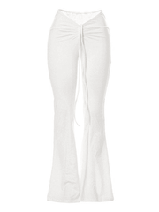 Drawstring Low Rise Flare Leg Pants