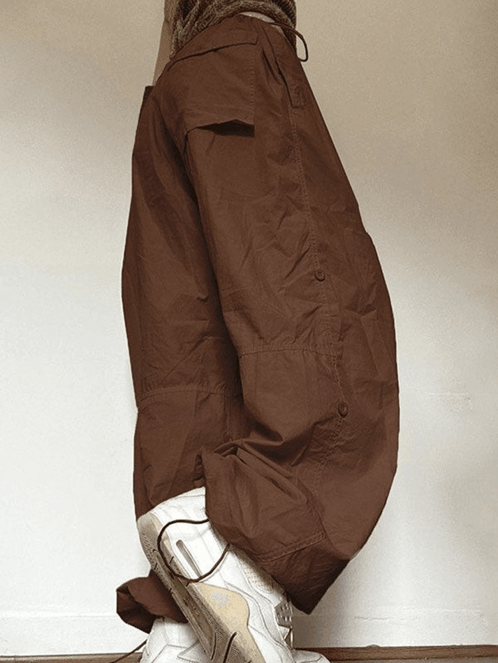 Drawstring Low Waist Baggy Cargo Pants