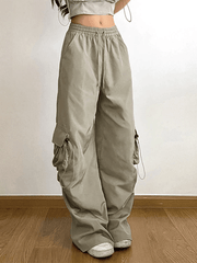 Drawstring Pocket Loose Cargo Pant