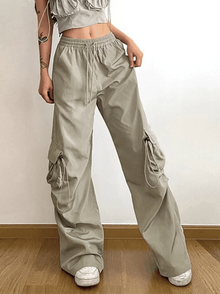 Drawstring Pocket Loose Cargo Pant