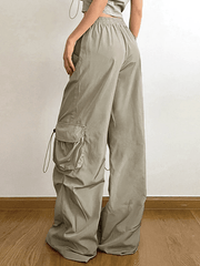 Drawstring Pocket Loose Cargo Pant