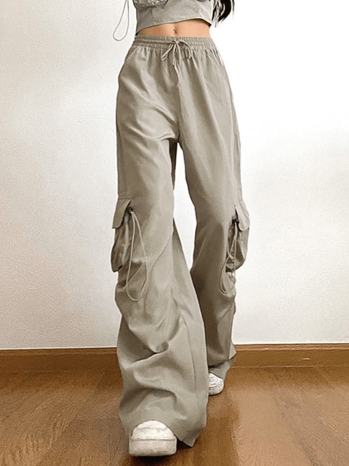 Drawstring Pocket Loose Cargo Pant