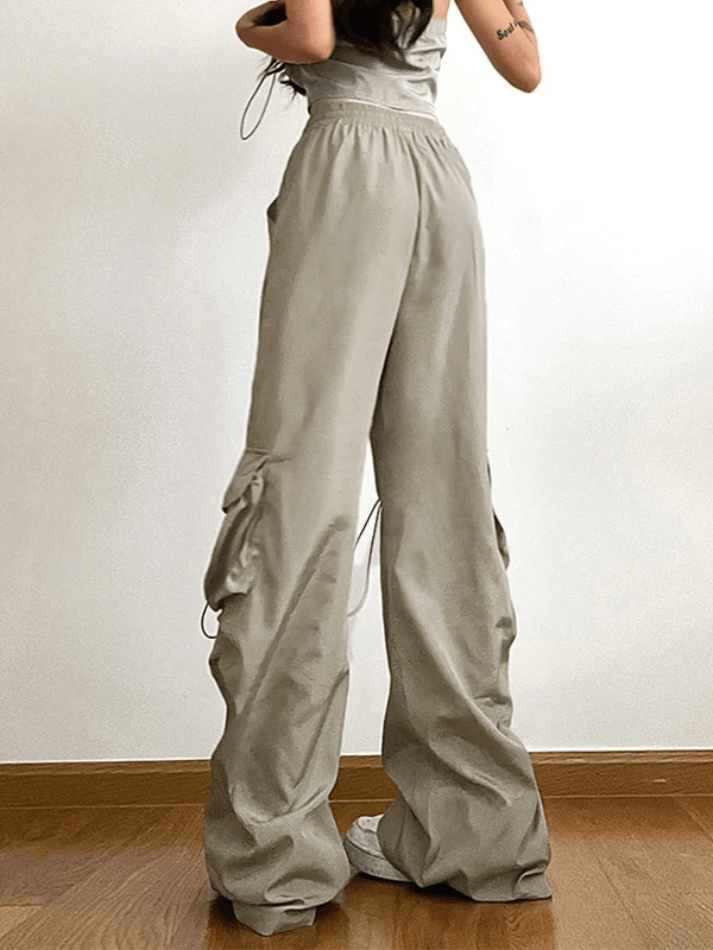 Drawstring Pocket Loose Cargo Pant