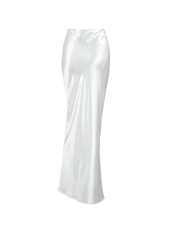 Solid Satin High Rise Mermaid Maxi Skirt