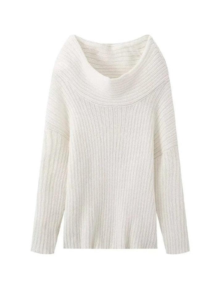 Solid Off Shoulder Splice Sweater