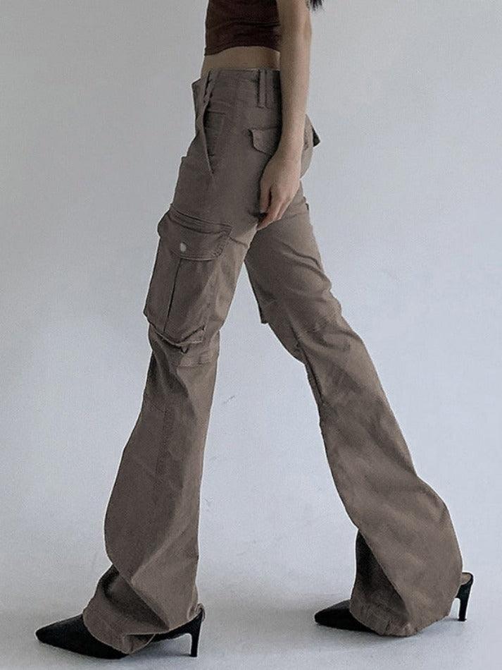 Low Waist Flap Pocket Flare Jeans