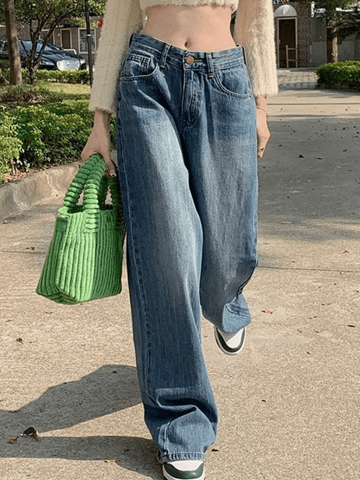 Faded Denim Baggy Boyfriend Jeans