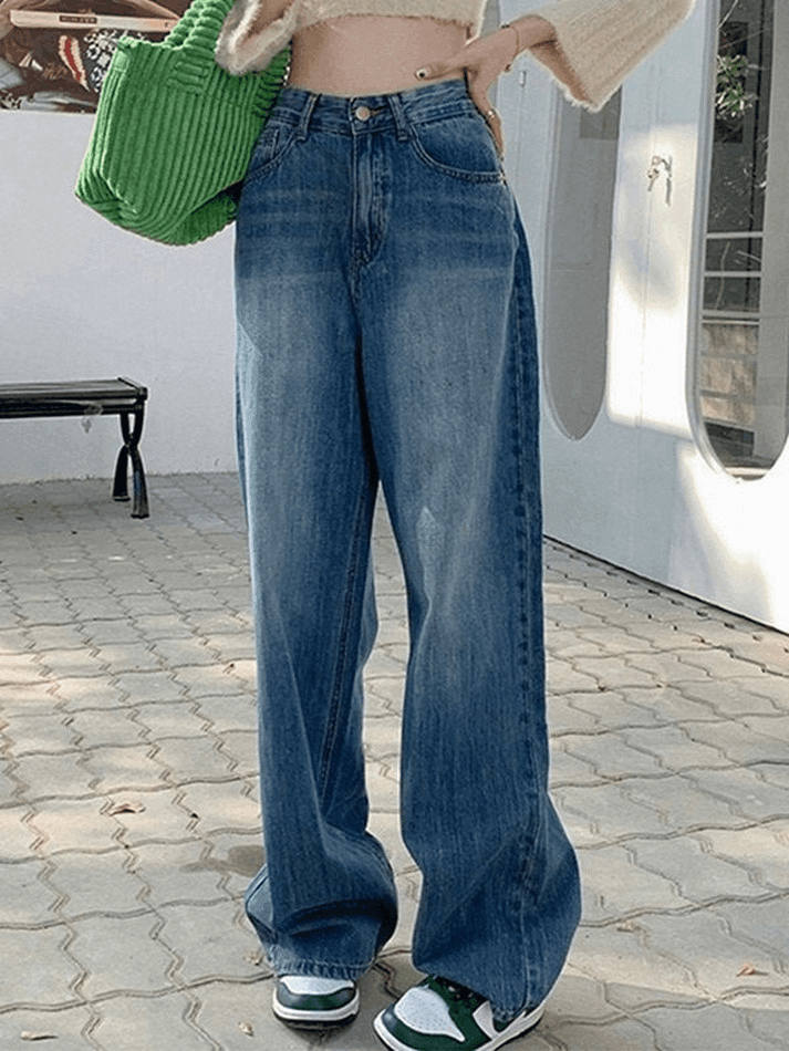 Faded Denim Baggy Boyfriend Jeans