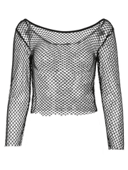 Fishnet Long Sleeve Knit Crop Top