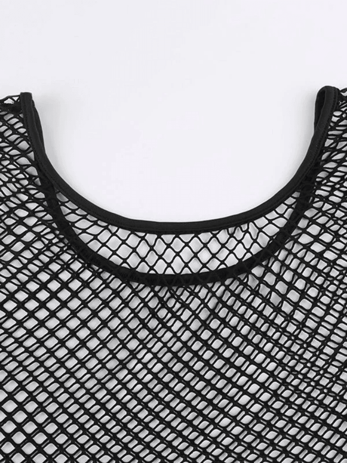 Fishnet Long Sleeve Knit Crop Top