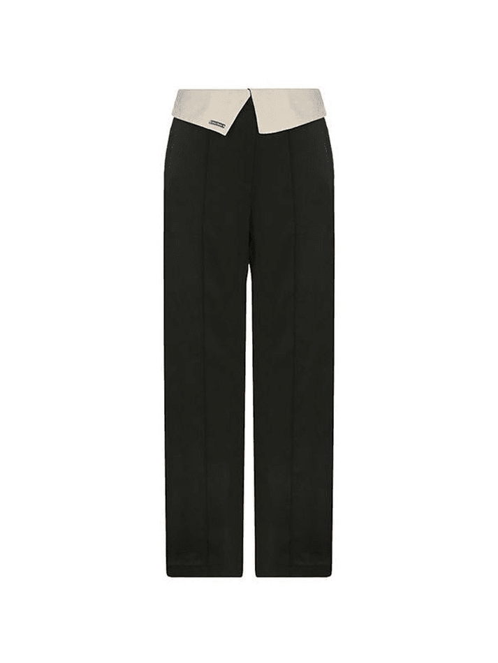 Folded High Waist Straight Leg Pants