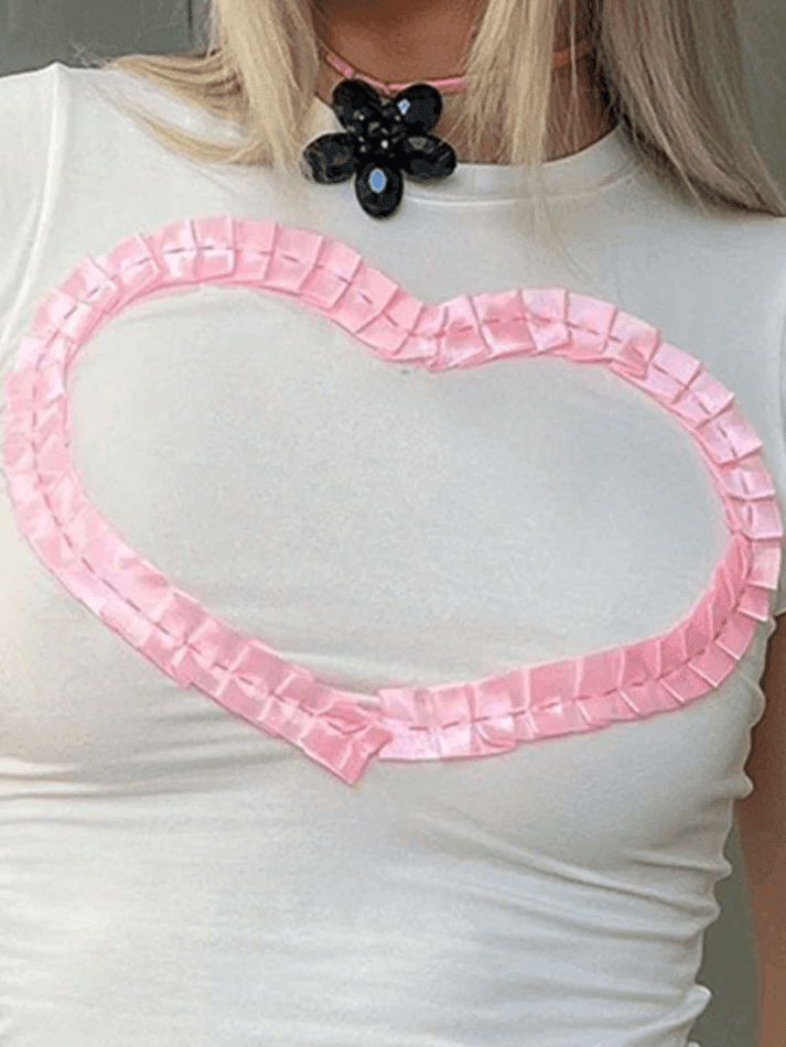 Frill Heart Patch Crop Top