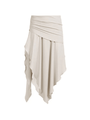 Gathered Slit Irregular Design Low Waist Midi Skirts