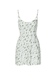 Green Floral Print Y2K Mini Dress