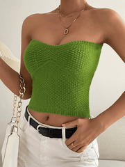 Green Knitted Bandeau Top