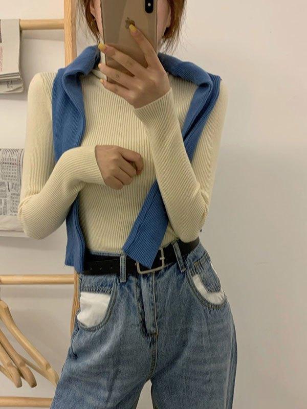 High Neck Jumper Knit Top