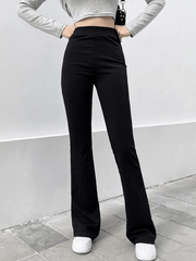 High Waist Solid Flare Leg Pants