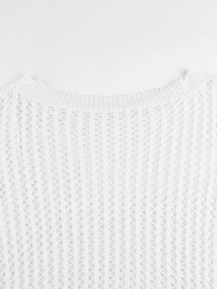 Hollow Out Crochet Long Sleeve Knit Top