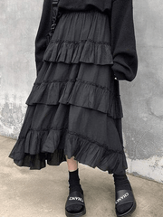 Irregular Tiered Midi Skirt