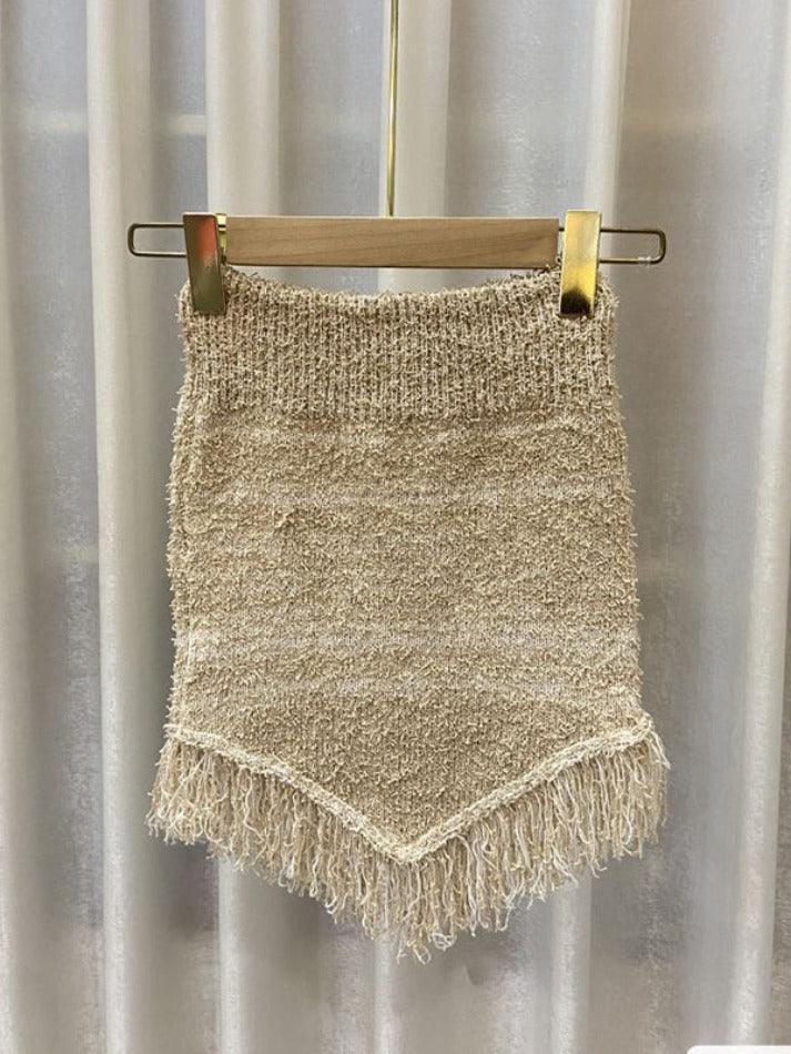 Knit Tassel Slim Short Bandeau Top