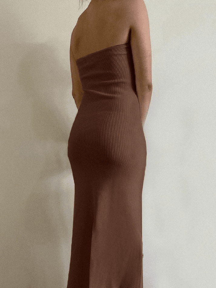 Knitted Twist Strapless Maxi Dress