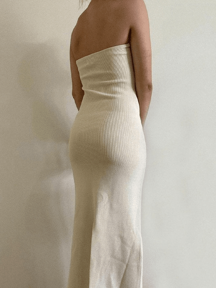 Knitted Twist Strapless Maxi Dress