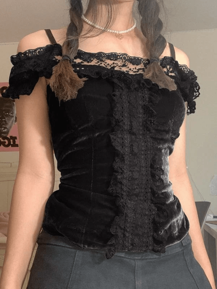 Lace Paneled Bardot Blouse