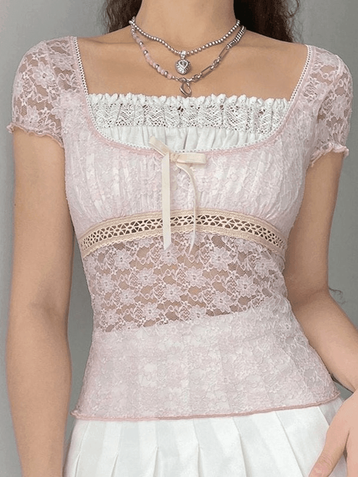 Lace Patchwork Crop Blouse