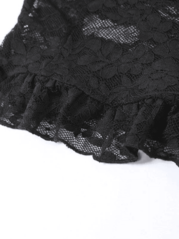 Lace Perspective Ruffle Bandeau Tops