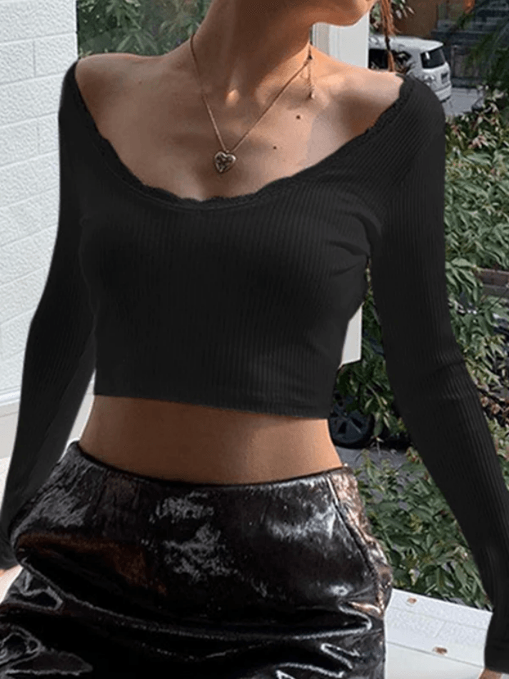 Lace Up Backless Crop Knit Top